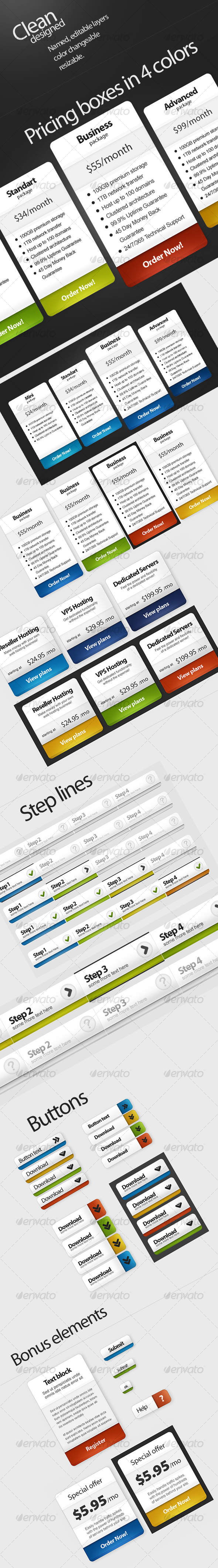 Pricing plans, Buttons, Steps, Special offer - Miscellaneous Web Elements