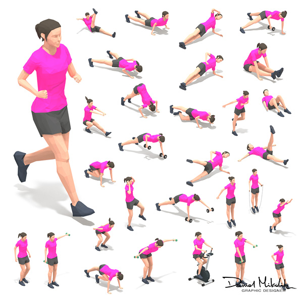30 Woman Exercise - 3Docean 30003167