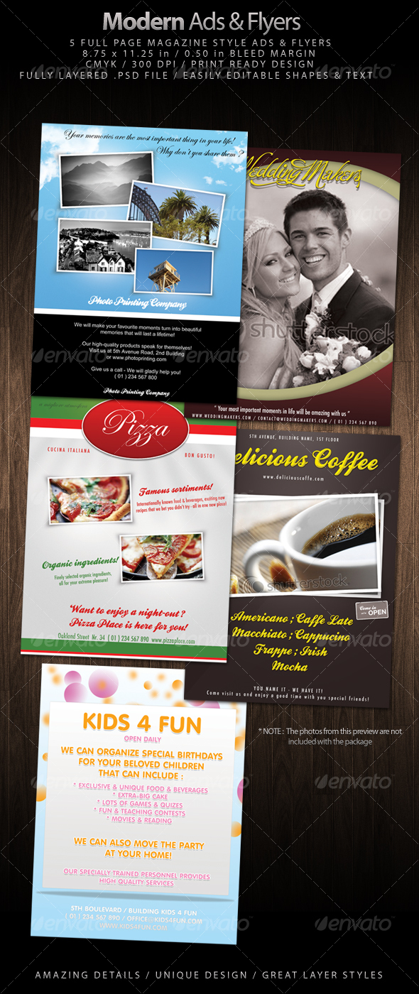 5 Magazine Style Modern Ads & Flyers - Commerce Flyers