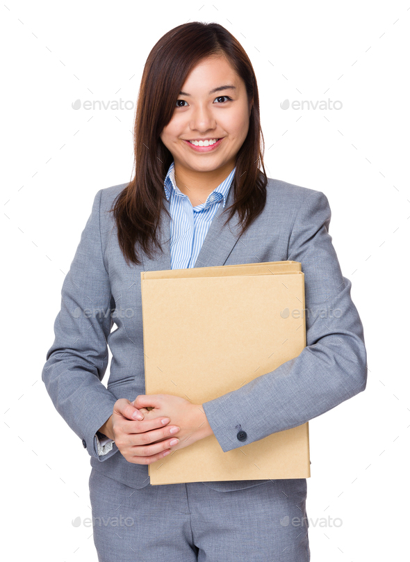 Asian businesswoman hold with folder