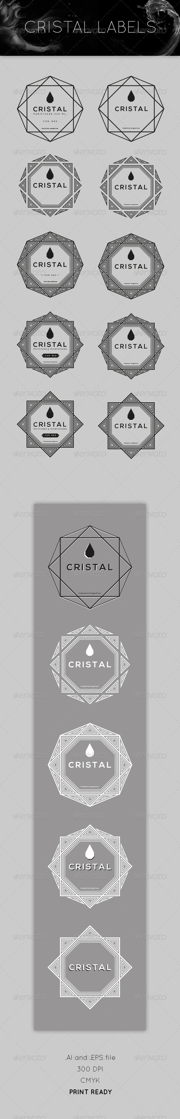 Cristal Labels - Decorative Vectors