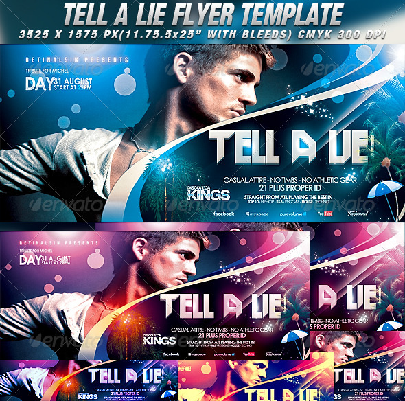 Tell A Lie Flyer Template - Clubs & Parties Events