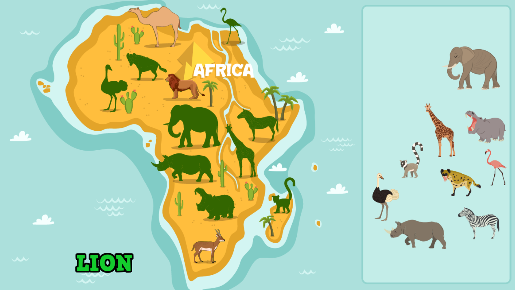 Animals Of The World - Educational Game - HTML5 (.Capx) by RichGames