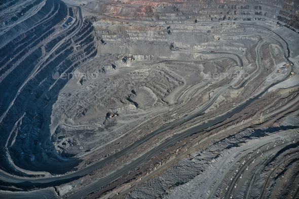 Aerial view of southern mining factory, mine quarry in Ukraine - Stock Photo - Images