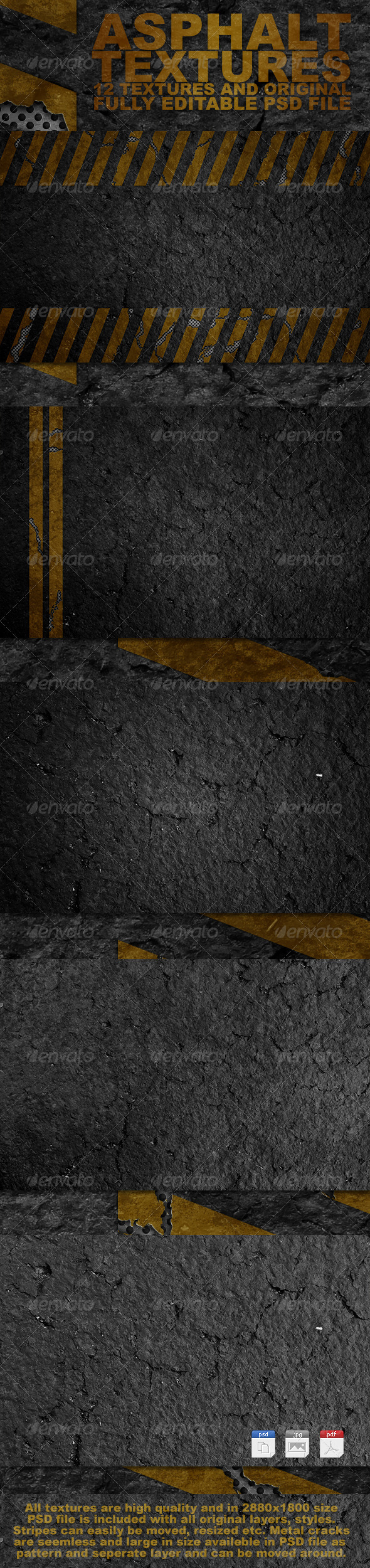 Black Asphalt Textures - Industrial / Grunge Textures