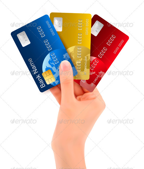 Male hand showing credit cards - Concepts Business