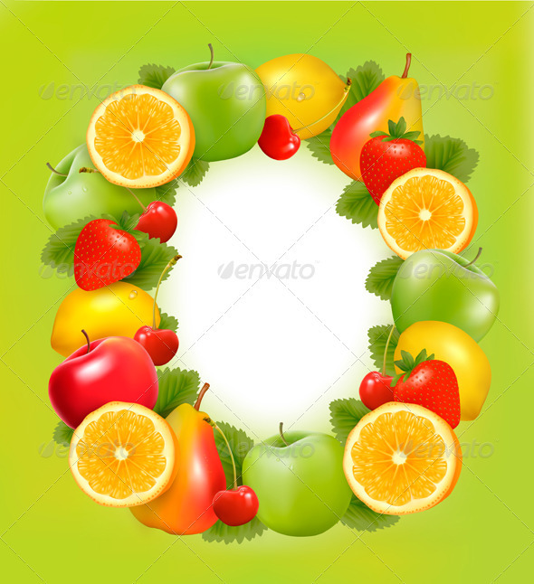 Frame made of fresh juicy fruit - Food Objects