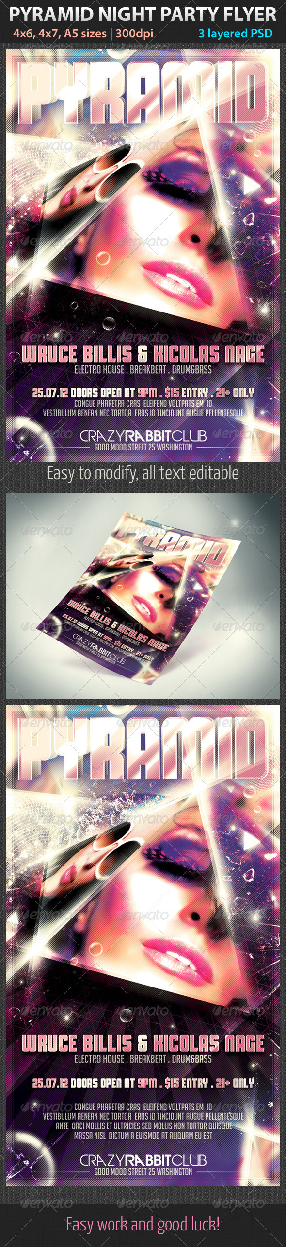 Pyramid Night Party Flyer - Clubs & Parties Events