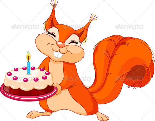 Squirrel holding cake - Animals Characters