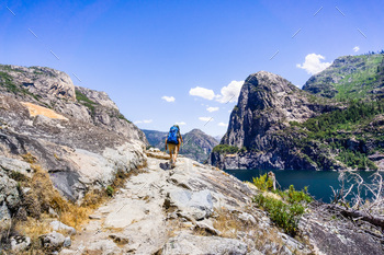 Hiking trail on the shores of Hetch Hetchy reservoir