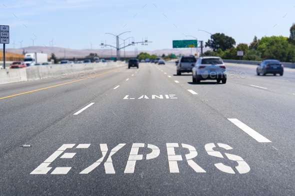 Express Lane marking on the freeway