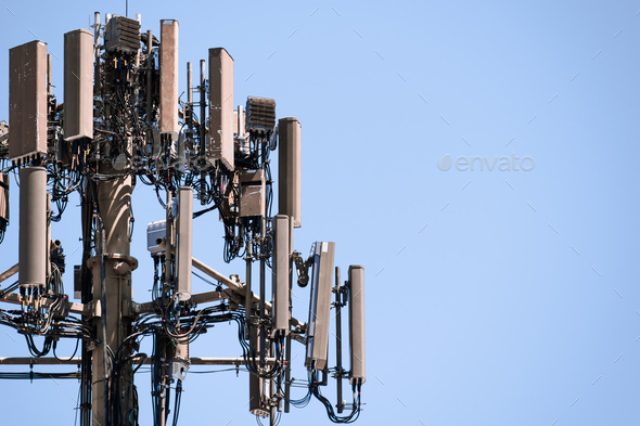 Telecommunications cell phone tower - Stock Photo - Images