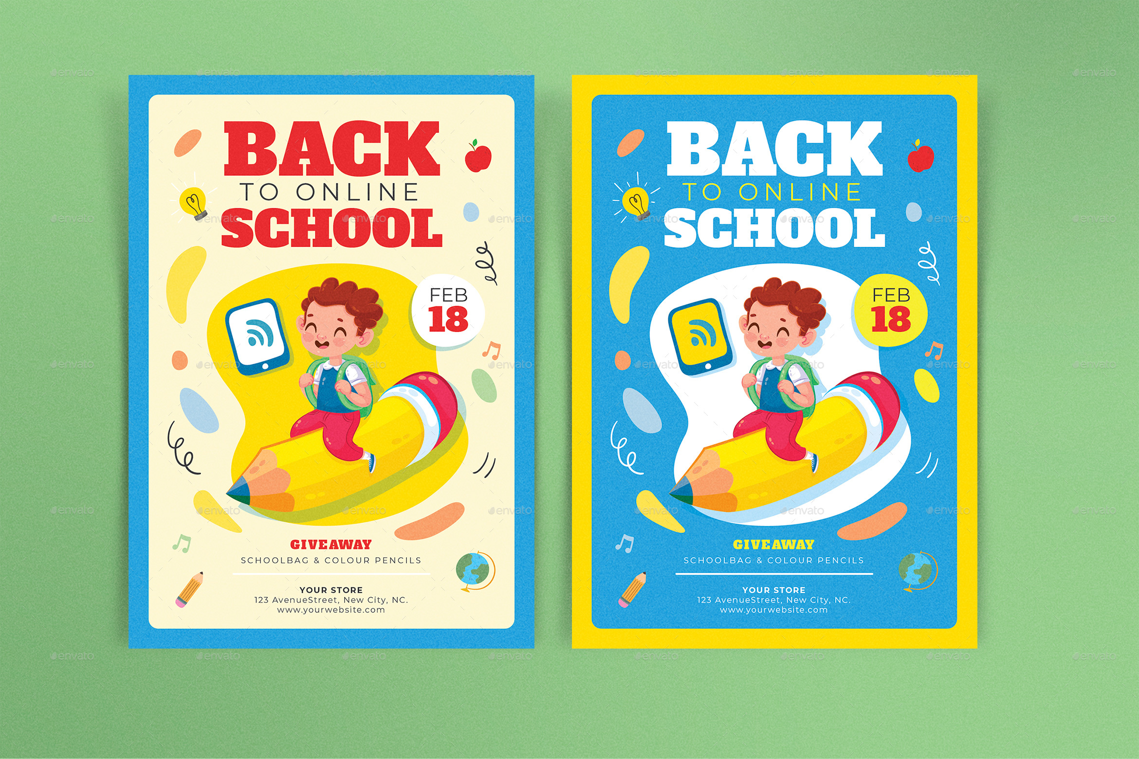 Back to Online School Template, Print Templates | GraphicRiver