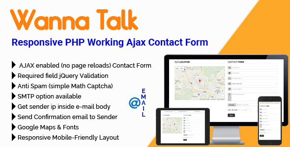 WannaTalk - Responsive PHP Working Ajax Contact Form