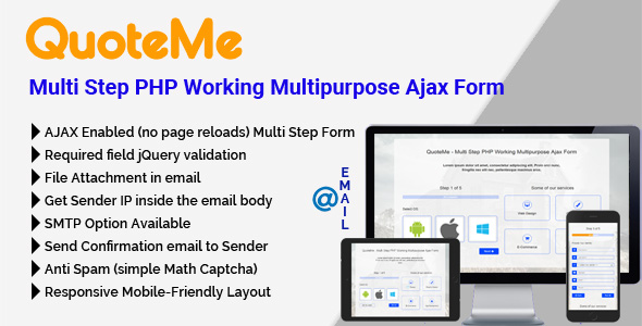QuoteMe Multi Step PHP Working Multipurpose Ajax Form