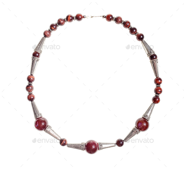 handcrafted necklace from agate balls isolated - Stock Photo - Images