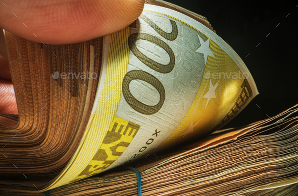 Pile of Earned Euro Cash Money - Stock Photo - Images