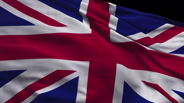 Seamless UK Flag waving in wind detailed fabric texture. UK Flag Waving (loopable)