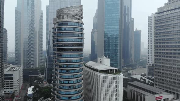 Aerial view of cityscape and skyscrapers buildings in Jakarta