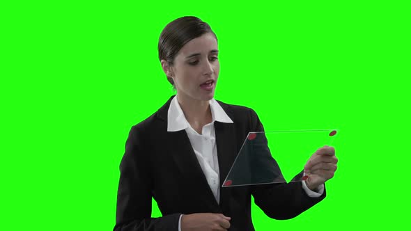 Businesswoman using digital tablet for video calling alt