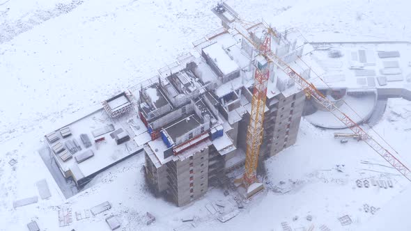 Snowy Construction Under Snowfall In Winter alt