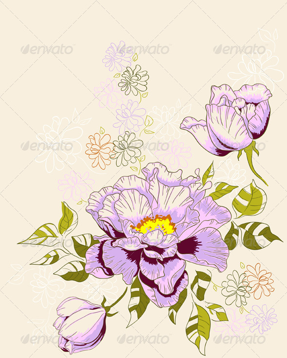 Floral Background with Peony - Flowers & Plants Nature
