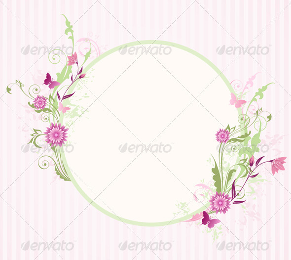 Round Banner with Floral Ornament - Backgrounds Decorative