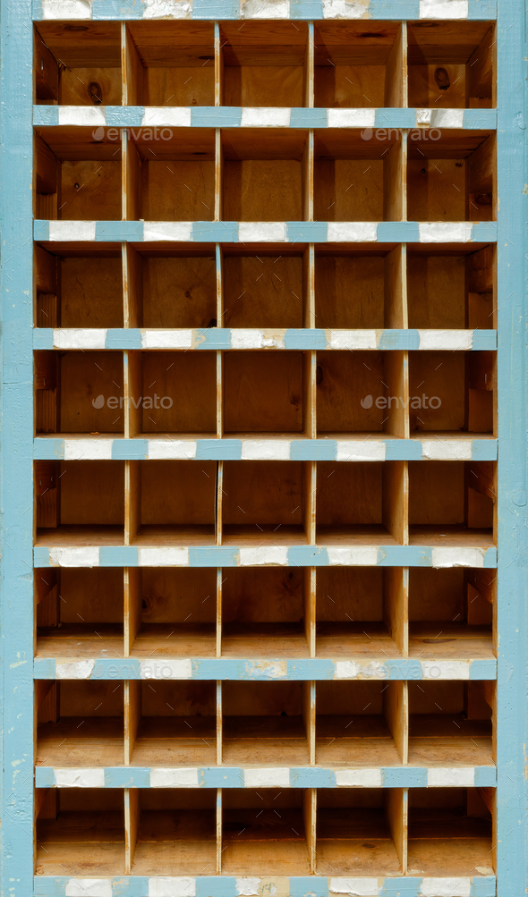 Old wooden cabinet, front view - Stock Photo - Images