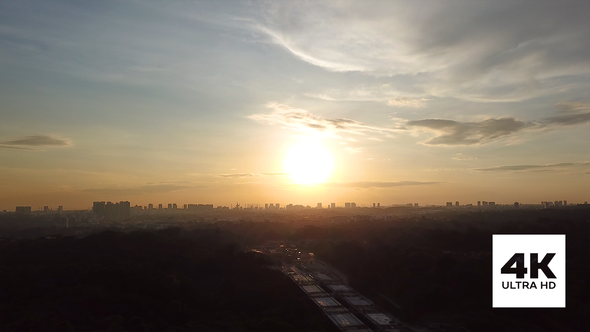Aerial View of Singapore Heartland at Sunset
