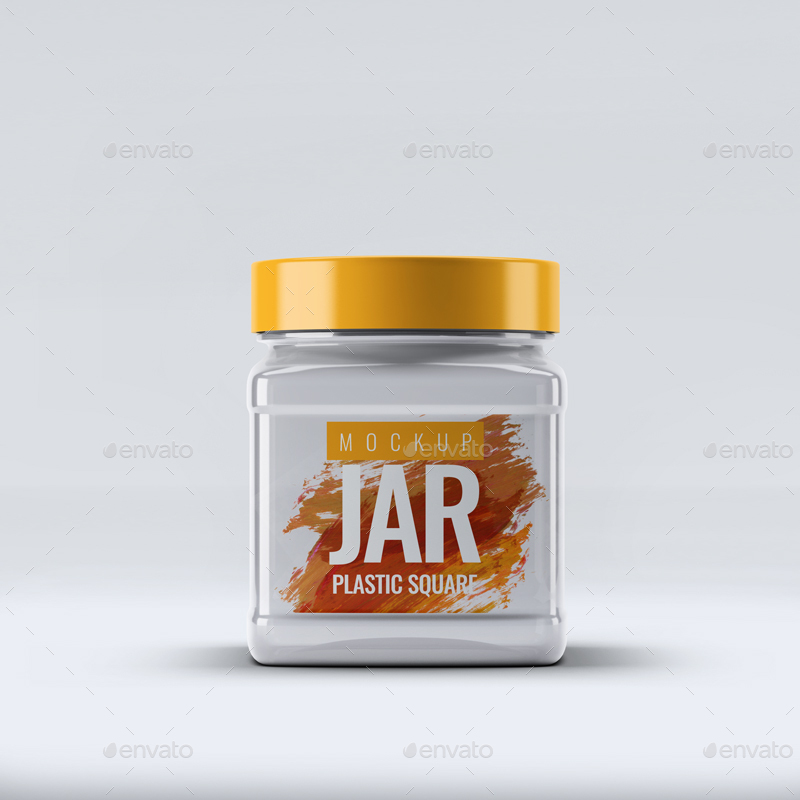 Plastic Square Jar Mock-Up v.2, Graphics | GraphicRiver