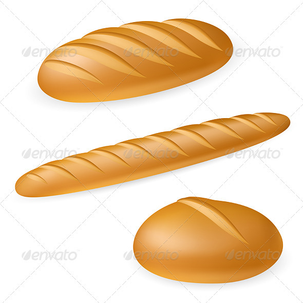 Three realistic bread - Food Objects