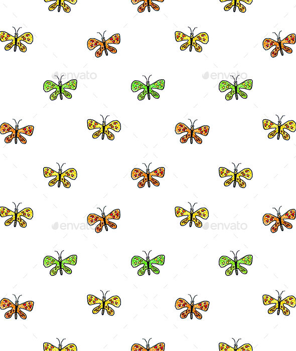Butterfly Cartoon Drawing Motif  Pattern