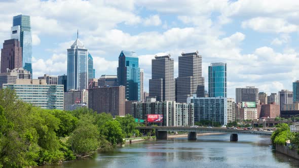 4K Timelapse of the philadelphia skyline - Pennsylvania USA