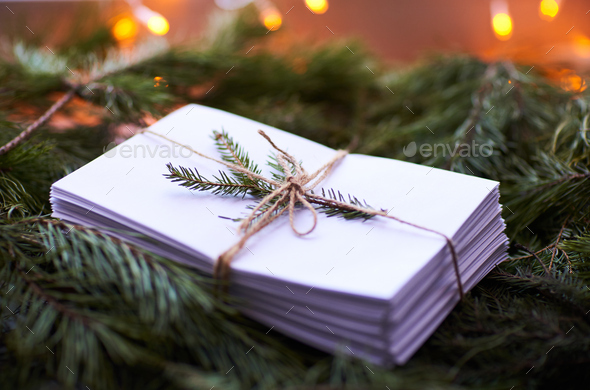 Letter to Santa Claus. Christmas background with xmas tree