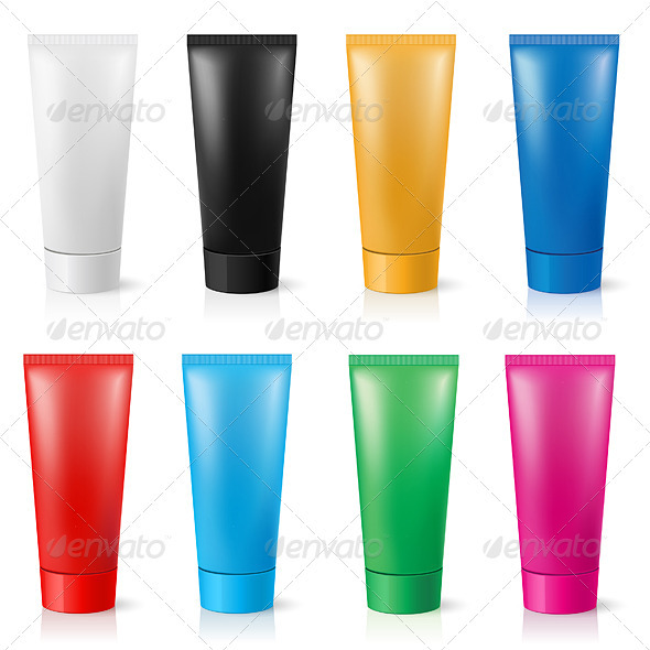 Realistic tubes for cream of different colors - Man-made Objects Objects
