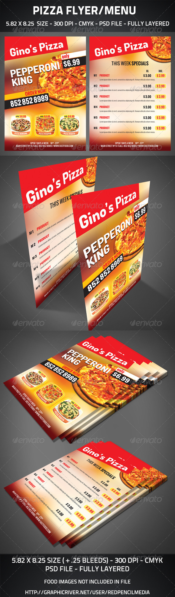 Pizza Flyer Menu - Restaurant Flyers