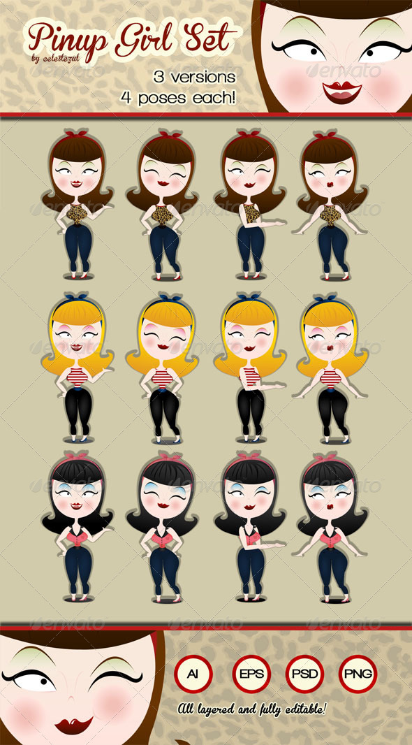 Pinup Girl Set - People Characters