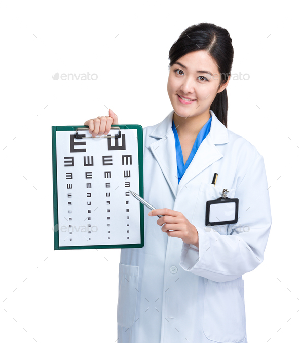 Doctor doing optical test