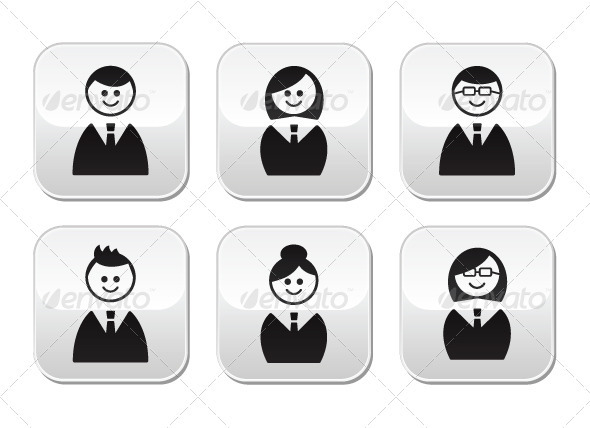 Users icons - glossy buttons set - People Characters