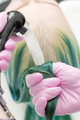 Professional Hairdresser Washes Long Green Hair of Client in Sink with Water from Shower - PhotoDune Item for Sale