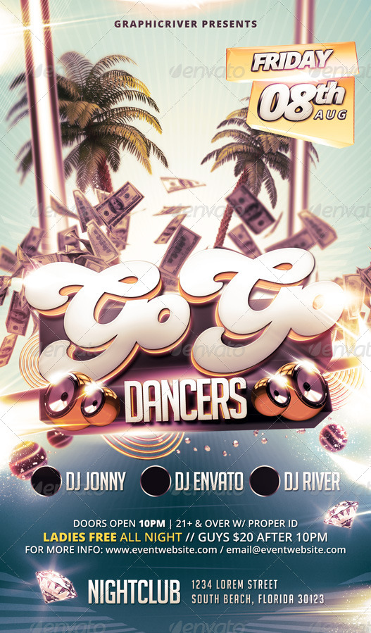 south beach gogo dancers flyer template by designfathoms south beach flyers