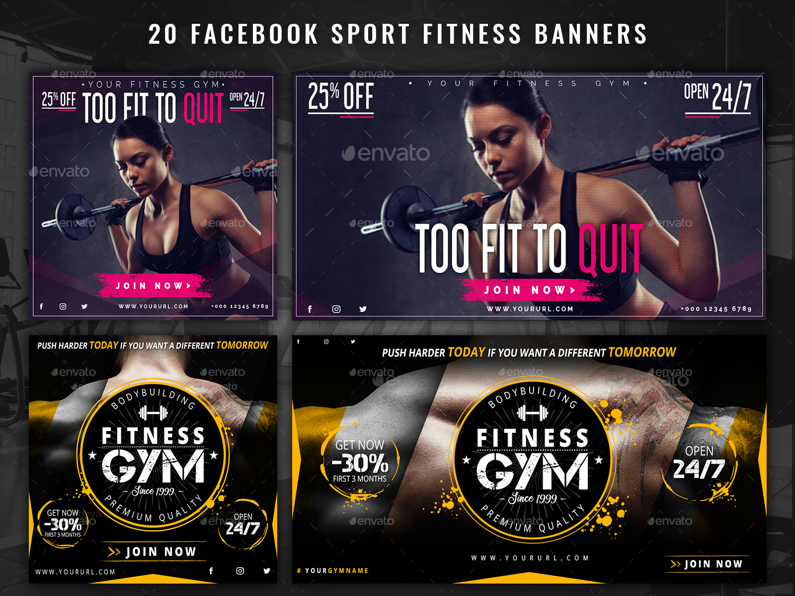 20 Facebook Sport Fitness Banners, Web Elements | GraphicRiver