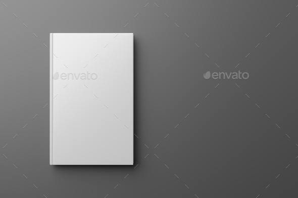 Blank hardcover book on gray background. 3D rendering mock-up. Stock Photo  by Ha4ipuri