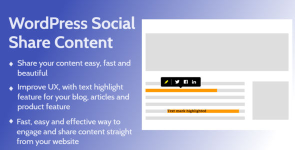 WordPress Social Share And Highlight Text