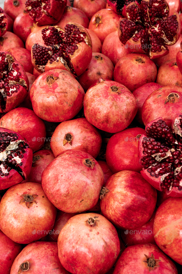 Cracked pomegranate. Ripe Pomegranates Background