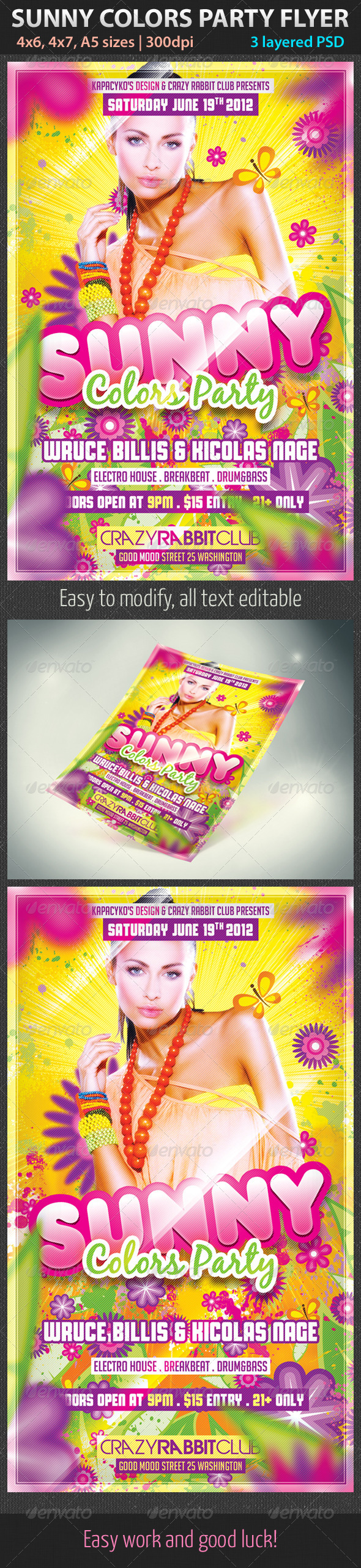 Sunny Colors Party Flyer - Clubs & Parties Events