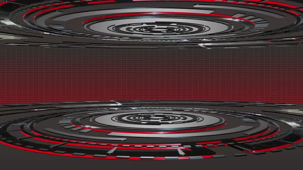 Red Podium Empty. Futuristic And Innovation Background Concept, 3D Render alt