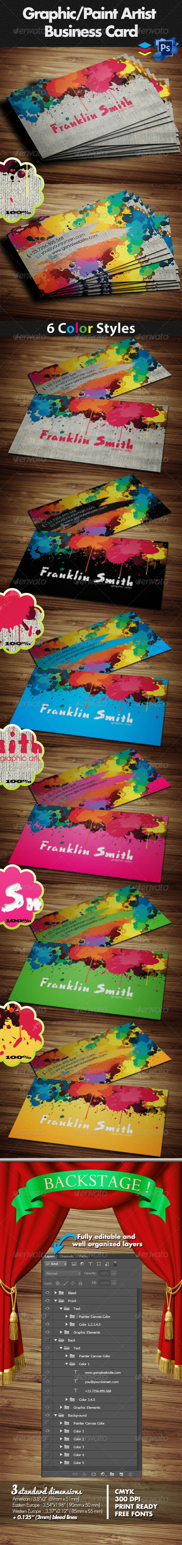 Graphic / Paint Artist Business Card - Creative Business Cards