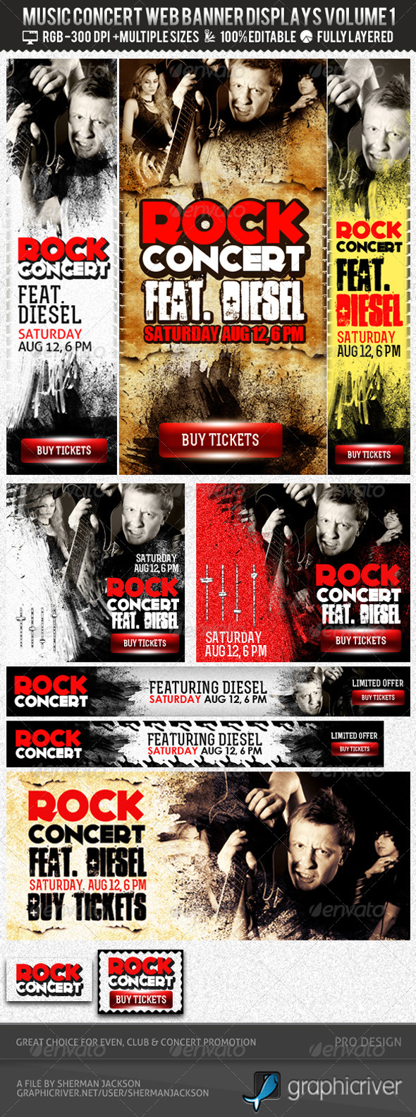 Concert & Event Web Banners & AD Kit PSD - Banners & Ads Web Elements