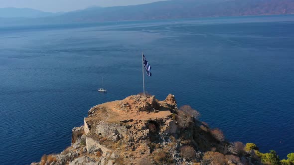 Aerial View of Hydra Old Town and Marina or Seaport Greece  Drone Videography alt